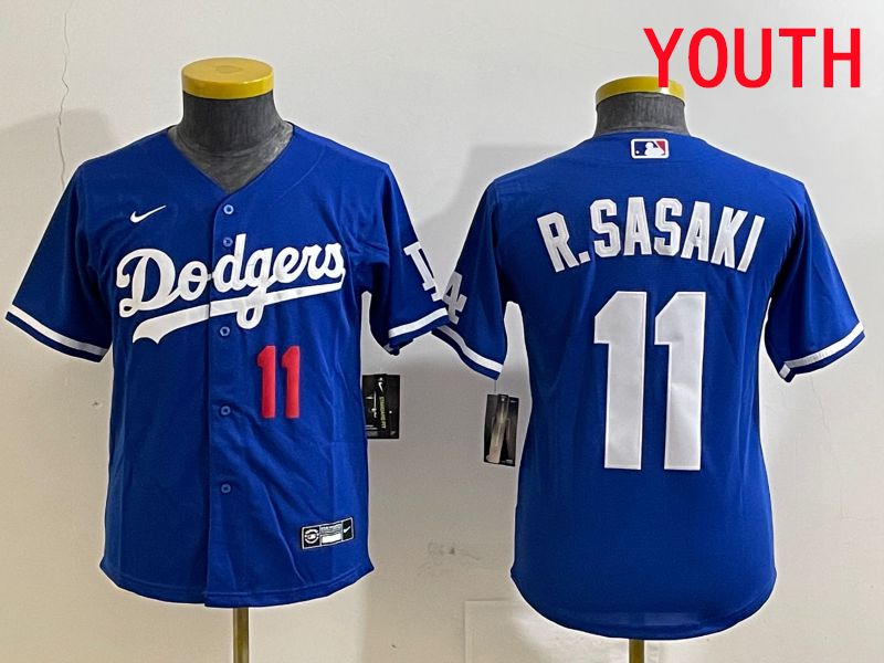 Youth Los Angeles Dodgers #11 R.Sasaki Blue Game 2025 Nike MLB Jersey style 2->youth mlb jersey->Youth Jersey